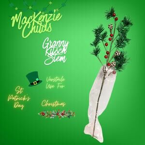 MacKenzie Childs Granny Kitsch Tinsel Stem Green Courtly Check Balls St Patricks